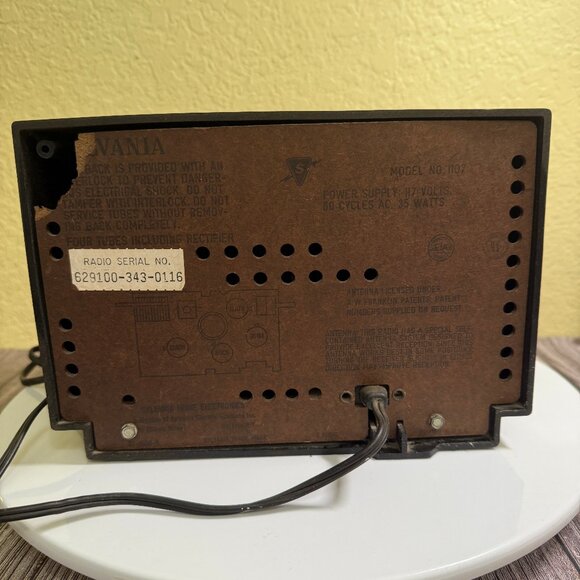 Vintage Sylvania Tube Radio Model 1107 Tested Works, 1959, Bakelite - Picture 5 of 8